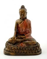 Díszes fa Buddha szobor, m: 18,5 cm