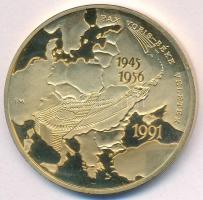 Fritz Mihály (1947-) 1991. "Pax Vobis - Béke veletek 1945-1956." aranyozott emlékérem (42,5mm) T:1(PP)