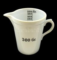 Zsolnay porcelán mérőpohár (max. 500 g), matricás, jelzett, hibátlan, d: 11 cm