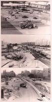 1984 Budapest, Váci úti felüljáró építése az Árpád hídnál, 21 db vintage fénykép, 9x14 cm