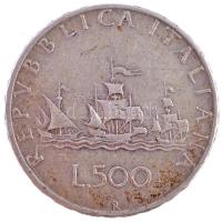 Olaszország 1960R 500L Ag "Kolumbusz hajói" T:2  Italy 1960R 500 Lire Ag "Columbus' ships" C:XF Krause KM#98