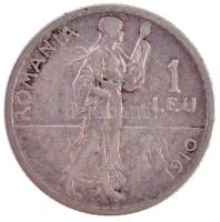 Románia 1910. 1L Ag "I. Károly" T:2,2- Romania 1910. 1 Leu Ag "Carol I" C:XF,VF