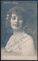 Honthy Hanna (1893-1978) színésznő, és operetténekesnő aláírása egy őt ábrázoló fotólapon, 13x8 cm.