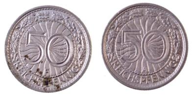 Német 3. Birodalom 1937A 50pf Ni + 1937F 50pf Ni T:1- German Third Reich 1937A 50 Pfennig Ni + 1937F 50 Pfennig Ni C:AU