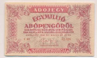 1946. 1.000.000AP fordított címer T:II Adamo P53