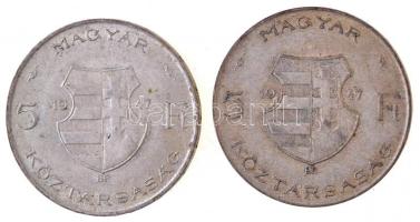 1947. 5Ft Ag "Kossuth" (2x) T:2,2- Adamo F8.1