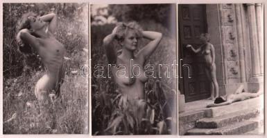 cca 1976 Természeti szépségek, 13 db szolidan erotikus, vintage fotó, 14x9 cm / 13 erotic photos, 14x9 cm
