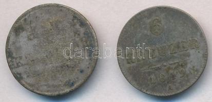Vegyes: 1849NB 6kr Ag + Ausztria 1849A 6kr Ag T:2,2-,3