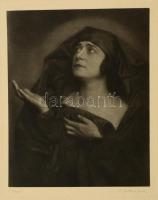 1925 Demeter Károly (1892-1983) párizsi korszakában készült ,,Invocation" című aláírt, vintage alkotása, kiállítási emlékjeggyel, 24x19 cm, karton 32x26 cm