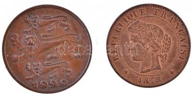 Vegyes: Észtország 1929. 1s Br + Franciaország 1878A 1c Br T:1-
Mixed: Estonia 1929. 1 Sent Br + Fr...