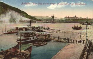 Budapest, Erzsébet híd, hajókikötő, rakpart (EK)