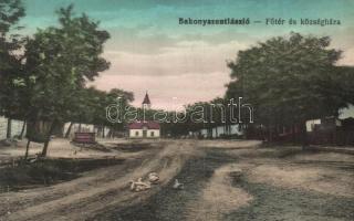 Bakonyszentlászló, Fő tér és községháza, utcakép (kis szakadás / small tear)