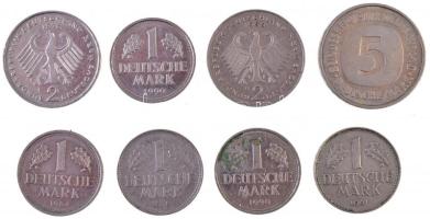 NSZK 1961-1990. 1M (5xklf) + 2M (2xklf) + 5M T:2,2- FRG 1961-1990. 1 Mark (5xdiff) + 2 Mark (2xdiff) + 5 Mark C:XF,VF