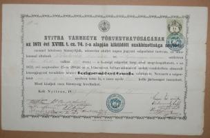 1879 Díszokmány 177 okmánybélyeggel közjegyzői képesítéssel (hajtott)