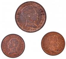 Spanyolország 1906SL-V 1c Cu "XIII. Alfonz" + 1912PC-V 1c Cu "XIII. Alfonz" + 19...
