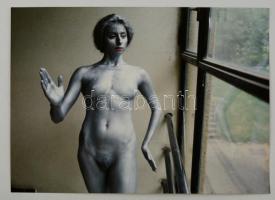 cca 1985 ,,Bádogember", feliratozott vintage fotóművészeti alkotás, 30x40 cm / erotic photo, 30x40 cm