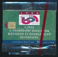 1996 "Távközlési Dolgozók Biztosító és Önsegélyező Egyesülete" motívumos telefonkártya bontatlan csomagolásban