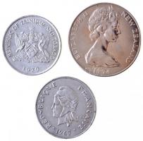 Vegyes: Francia-Polinézia 1967. 50Fr Cu-Ni + Új-Zéland 1974. 1D Cu-Ni "II. Erzsébet" + Tri...