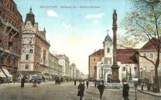 Budapest VIII. Rákóczi út, Rókus-kórház, templom, villamos