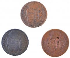 1763. Rézdénár "Mária Terézia" zárt korona (3x) T:2-,3 ph. Huszár: 1756., Unger III.: 1278