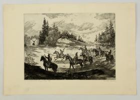 Csurgói Máté Lajos (1931-2001): A csodaszarvas legendája. Rézkarc (7/VII), papír, jelzett, 29×39 cm