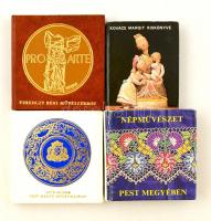 4 db művészeti minikönyv: Műkincsek Pest megye múzeumaiban; Kovács Margit kiskönyve; Népművészet Pest megyében; Ferenczy Béni művészérmei