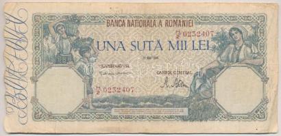 Románia 1946. 100.000L T:III,III- Romania 1946. 100.000 Lei C:F,VG Krause 58.a