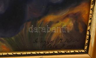 Klotz József (1923- ): Szinyei Merse Pál után: Lilaruhás nő, olaj, vászon, jelzett, fa keretben, 72×...