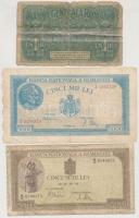 Románia 1915. 1L + 1942. 500L + 1945. 5000L + Német megszállás 1917. 25b (2x) + 50b + 1L T:III-,IV s...