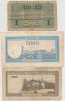 Románia 1915. 1L + 1942. 500L + 1945. 5000L + Német megszállás 1917. 25b (2x) + 50b + 1L T:III-,IV s...