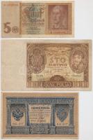 Vegyes 9db-os papírpénz tétel, közte Német 3. Birodalom 1942. 5M, Lengyelország 1932. 100Zl bankjegyek T:III,III- köztük ragasztott bankjegyek Mixed 9pcs of paper money, including German Third Reich 1942. 5 Mark, Poland 1932. 100 Zlotych banknotes C:F,VG with glued ones