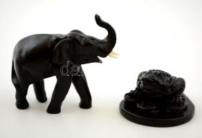 Műgyanta szerencse béka, elefánt, 10×10 cm, 8×7 cm