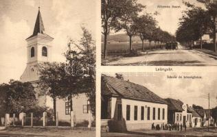 Leányvár, Állomás fasor, iskola, községháza, templom