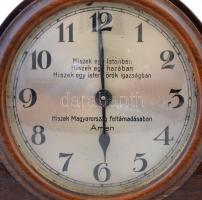 cca 1930 Irredenta asztali óra zenélő szerkezettel, a számlapon a magyar hiszekegy szövegével. Csak ...