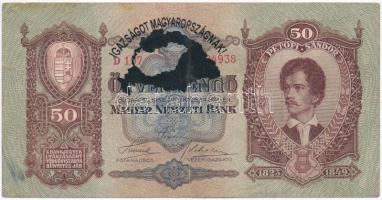 1932. 50P hamis "IGAZSÁGOT MAGYARORSZÁGNAK" felülbélyegzéssel T:III