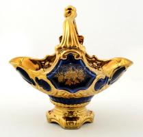 Dísz kosár, matricás, apró máz hibákkal, m: 26 cm, h:27 cm