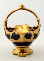 Dísz kosár, matricás, apró máz hibákkal, m: 26 cm, h:27 cm