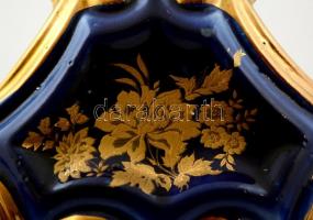 Dísz kosár, matricás, apró máz hibákkal, m: 26 cm, h:27 cm