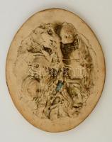 Sövegjártó Mária (1942- ): Kerámia fali dísz, jelzett, apró kopásnyomokkal, 19,5×16 cm