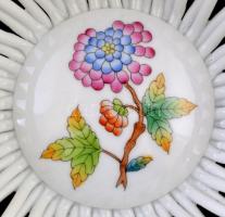 Herendi  Viktória mintás fonott tálka, kézzel festett, jelzett, hibátlan, d: 13 cm
