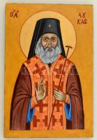 Jelzés nélkül: Szent Lukács szerb pap, modern ikon. Tempera, fa lap, 30x20 cm