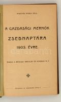 1903 A Gazdasági Mérnök Zsebnaptára. 108p. + reklámok  Gottermayer féle egészvászon kötésben. Kitölt...