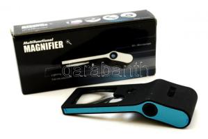 Új, használatlan ledes nagyító több lencsével, uv fénnyel eredeti dobozában