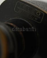 cca 1910  francia Teleo Binocle 5 1/2 x No. 86204 távcső, bőr tokkal, 10×12 cm