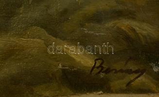 Berény jelzéssel: Fürdözők a stégen. Olaj, vászon-karton, üvegezett keretben, 35×25 cm