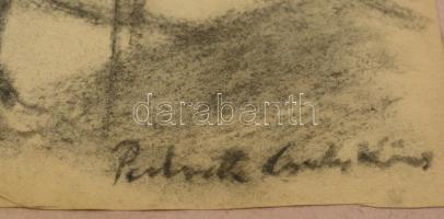 Perlrott jelzéssel: Női akt. Szén, papír, üvegezett keretben, 32×24 cm