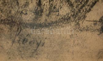 Szőnyi jelzéssel: Esős idő. Szén, papír, üvegezett keretben, 44×35 cm