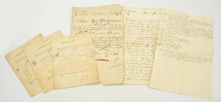 cca 1790 Okmányok: kiállított katona személy öltözetének leírása, plusz nyugták, levelek összesen 6 db, benne egy olasz nyelvű