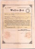 1854 Fegyvertartási engedély nagy csömötei lakos részére 30kr szignettával / 1854 Waffen Pass- Gun licence for Burgenland Krottendorf village officer