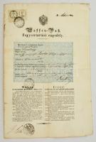 1860 Fegyvertartási engedély felső lövői lakos részére 60+12kr okmánybélyeggel  / 1860 Waffen Pass- Gun licence for Burgenland Oberwart  village officer